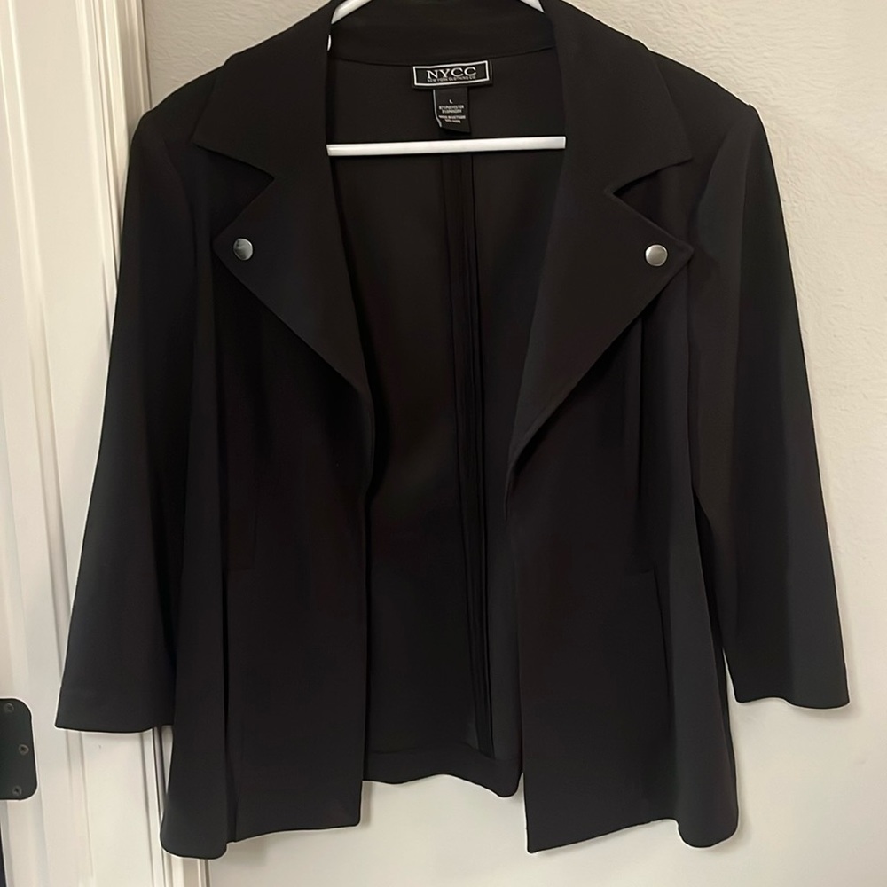 Women’s black blazer jacket.